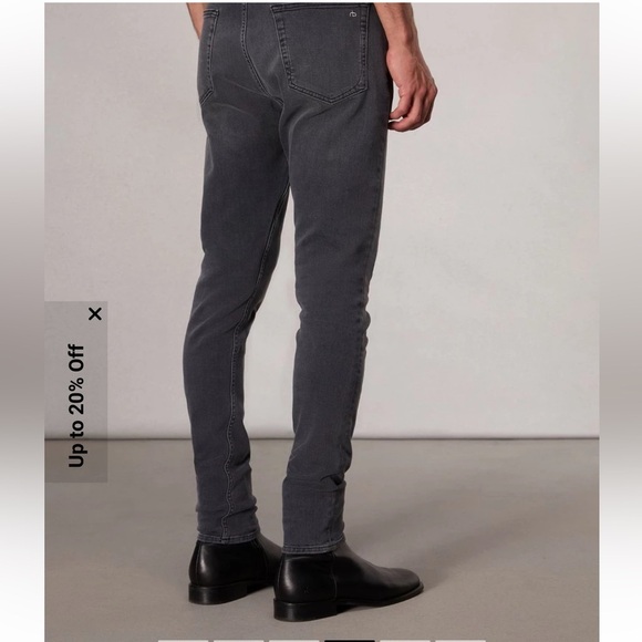 rag & bone Men's Charcoal Skinny Jeans - Picture 7 of 14
